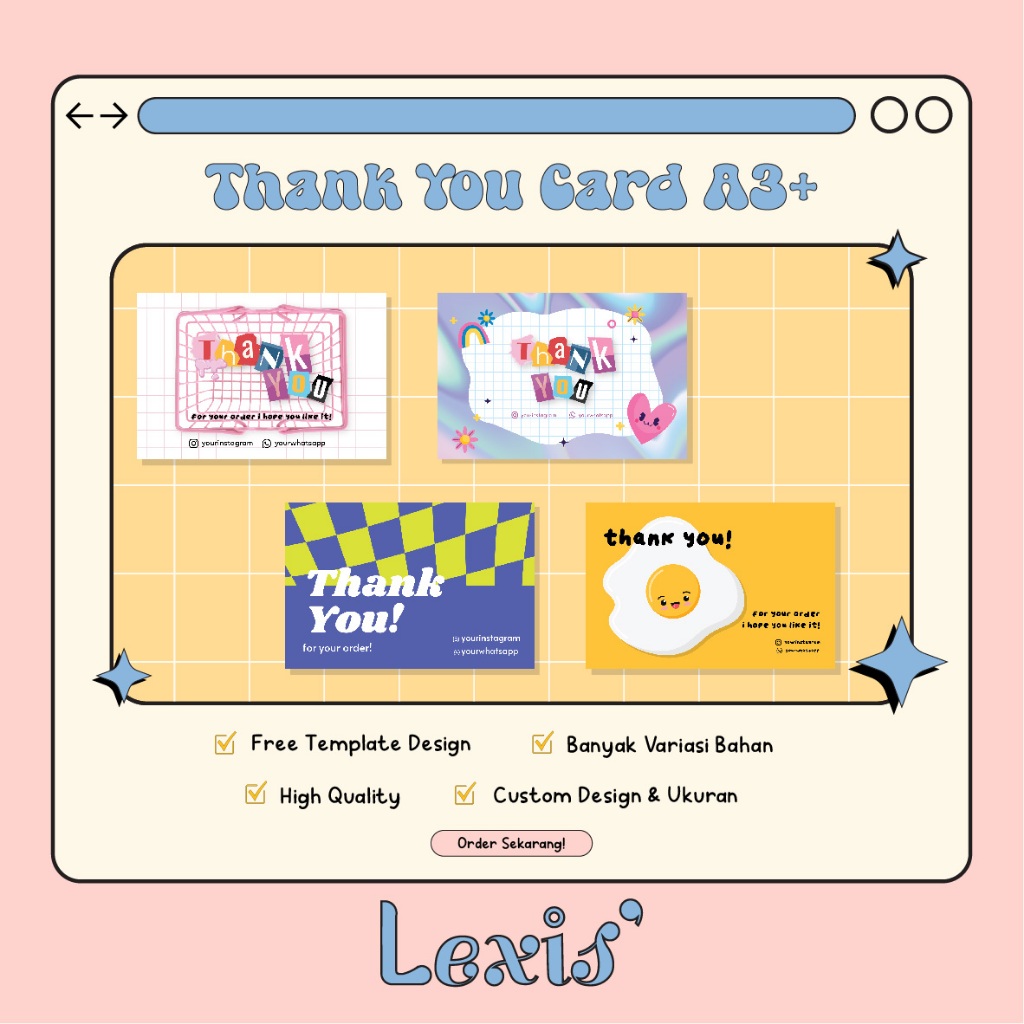 Thank You Card / A3+ (Ukuran Custom) - Thankyou Card - Kartu Ucapan - Kartu Undangan