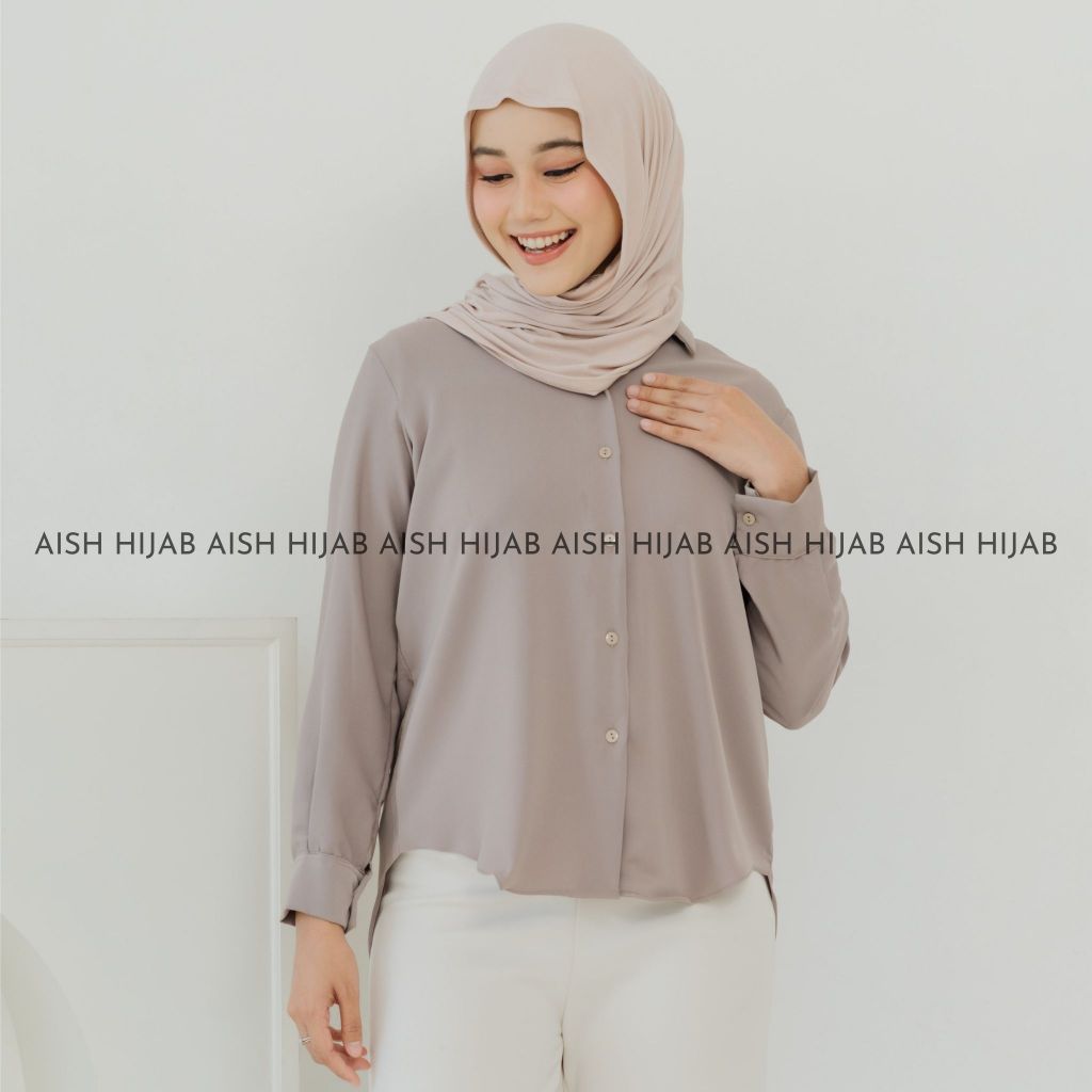 ALNY HIJAB - Kemeja Basic Kemeja Formal Wanita Kemeja Polos Wanita Kemeja Kantor Wanita