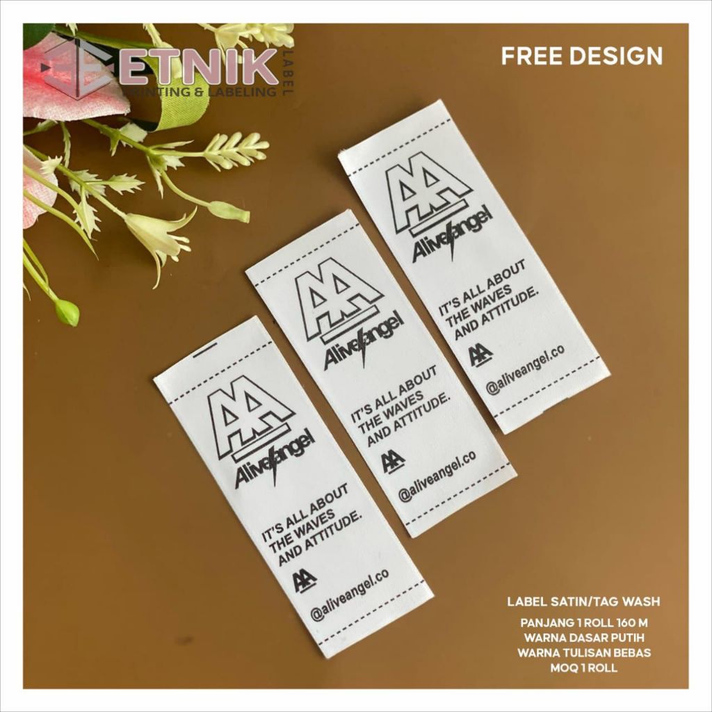 

label baju label satin wash care/label hijab label pakaian label satin