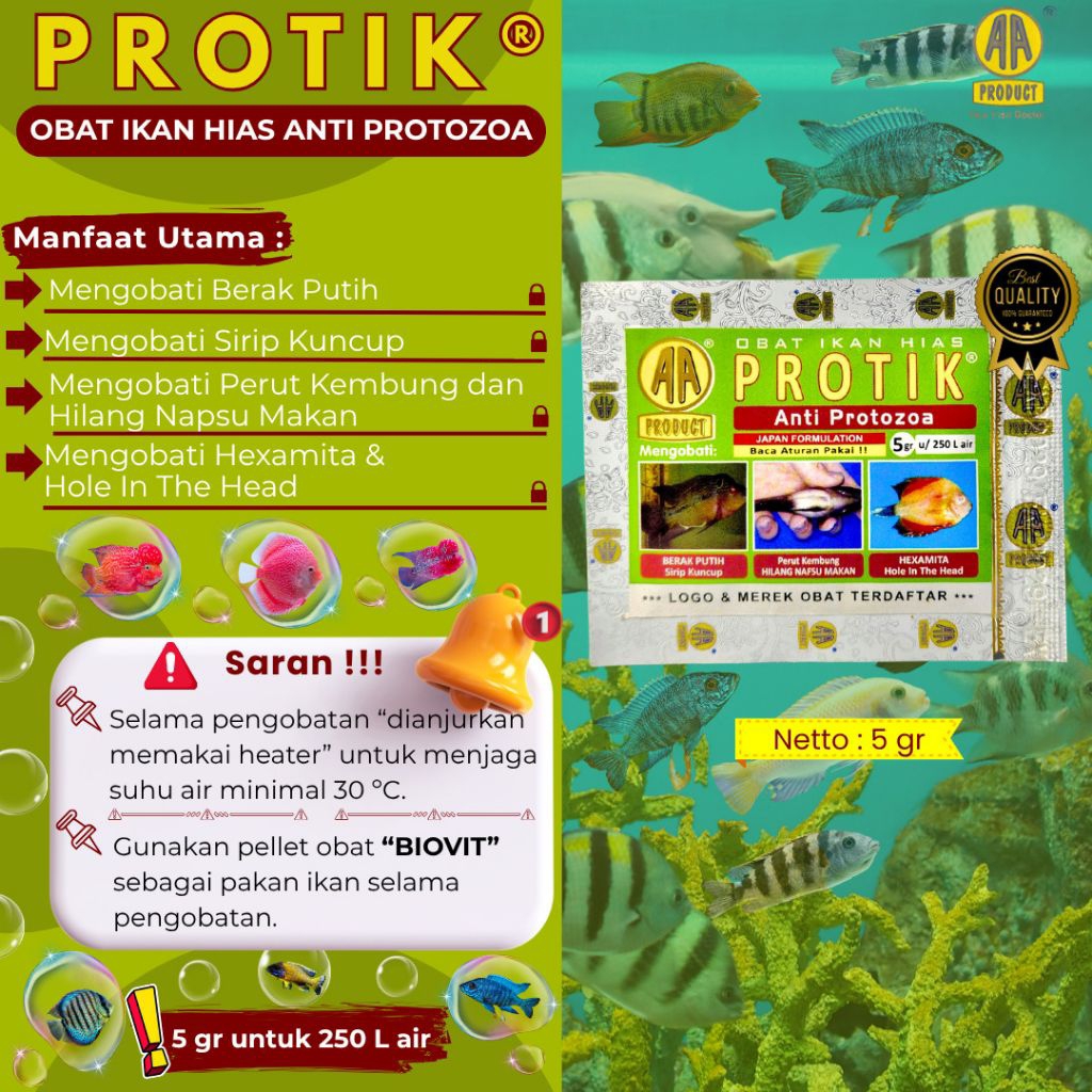 Obat ikan luka bakteri jamur AKARI AA PROTIK 5gr