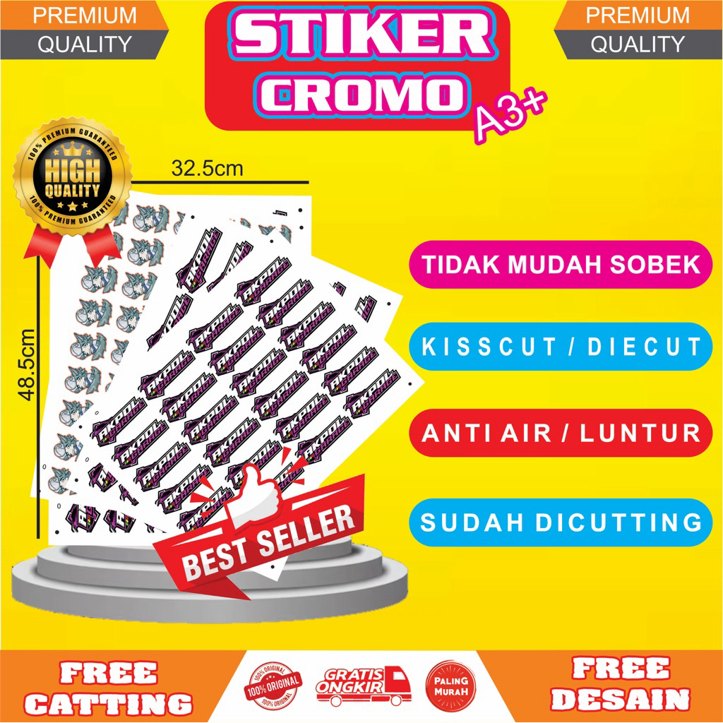 

Cetak stiker Custom / Free catting / Catting Pola / kiss Cut