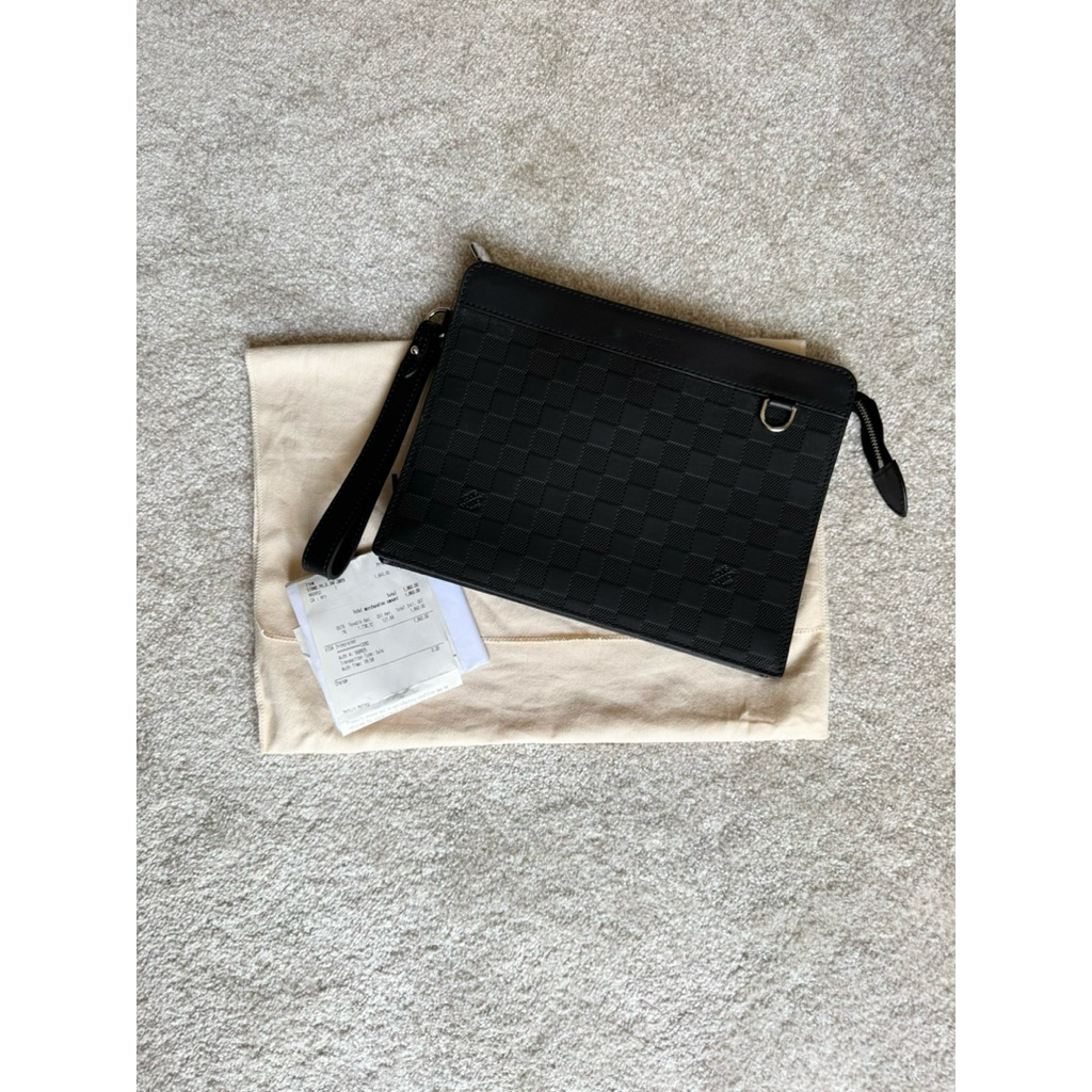 PRELOVED Louis Vuitton LV Infini Standing Black Damier Clutch/Pouch/Pochette