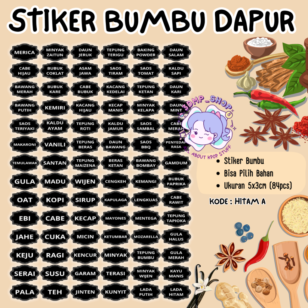 

stiker bumbu label vinyl glossy waterproof