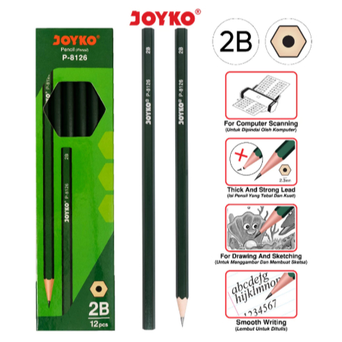 

[SELUSIN] JOYKO Pensil Pencil P-8126 2B 1 Box isi 12 Pcs