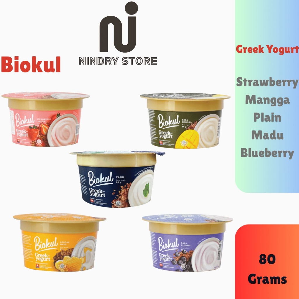 

Biokul Greek Yogurt Cup 80g – Plain, Strawberry, Mangga Madu, Blueberry | Nindry Store