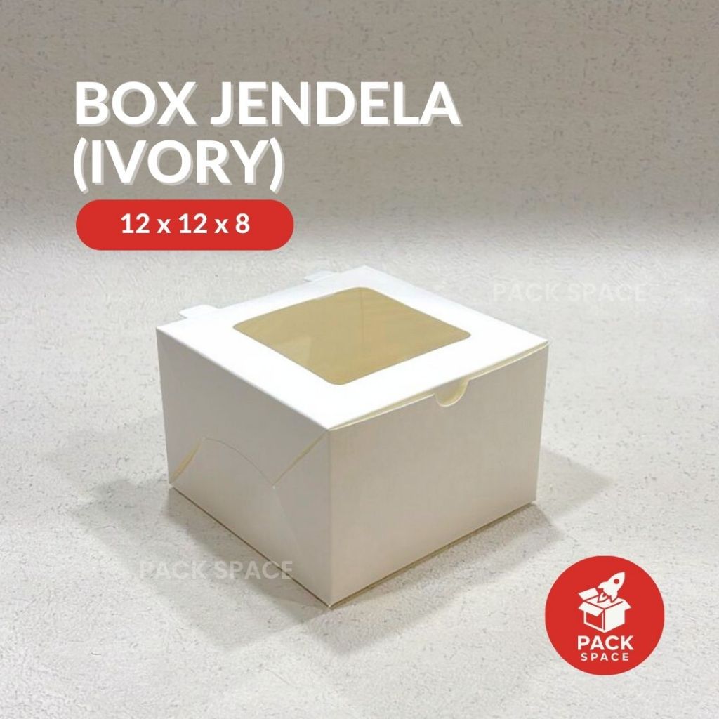 

Box Ivory Putih Laminasi Jendela Untuk Kotak Brownies Kue Roti Snack Cake 12x12x8 CM