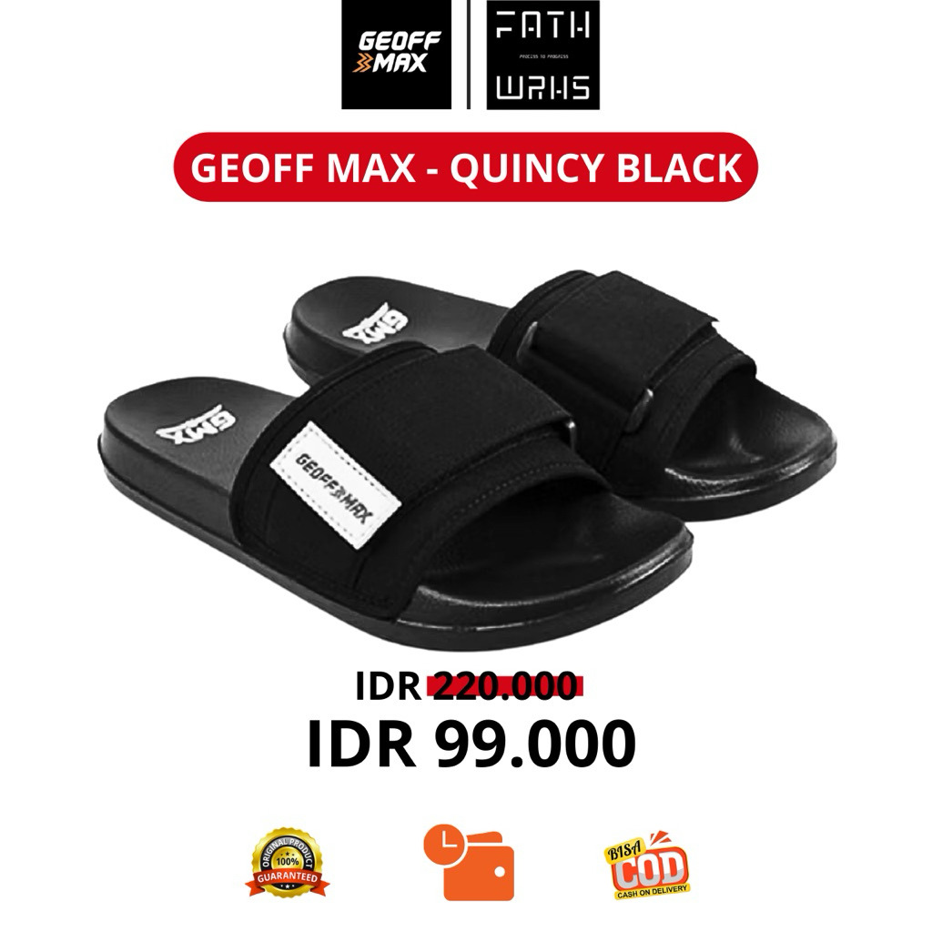 Sandal Geoff Max Original - Quincy Black | Sandal Sliper | Sandal Unisex