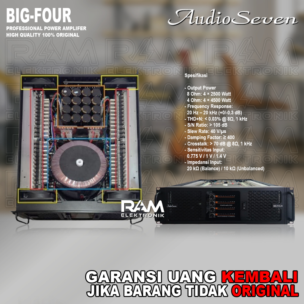 Power Amplifier 4 Channel AUDIO SEVEN BIGFOUR | BIG FOUR 4 x 4500 Watt Original