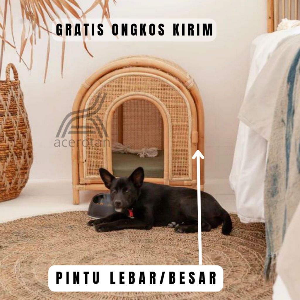 RUMAH ANJING ROTAN SULTAN MIX WEBBING/RUMAH KUCING ROTAN / DOGGY HOME