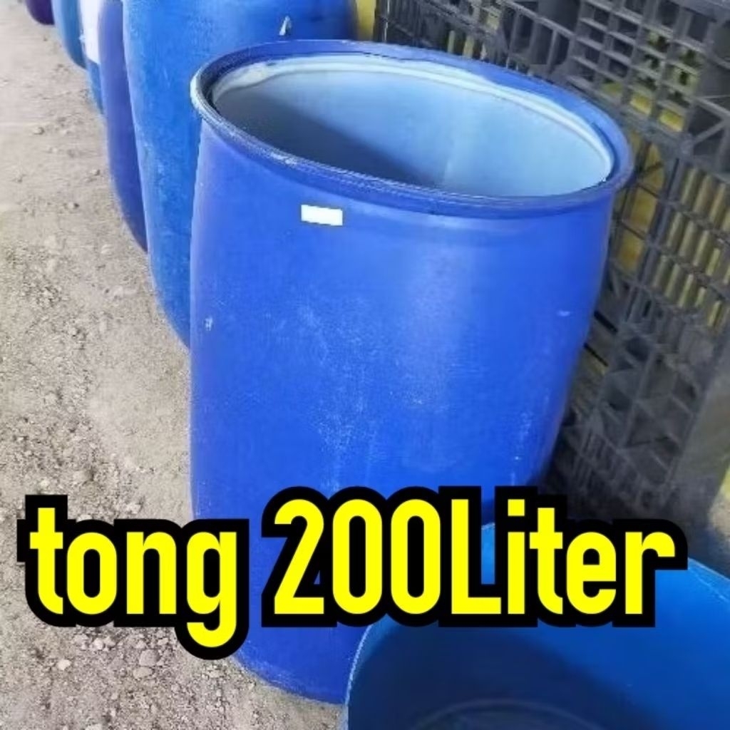 drum plastik 200liter.terbuka tong plastik 200l .tandon air 200liter