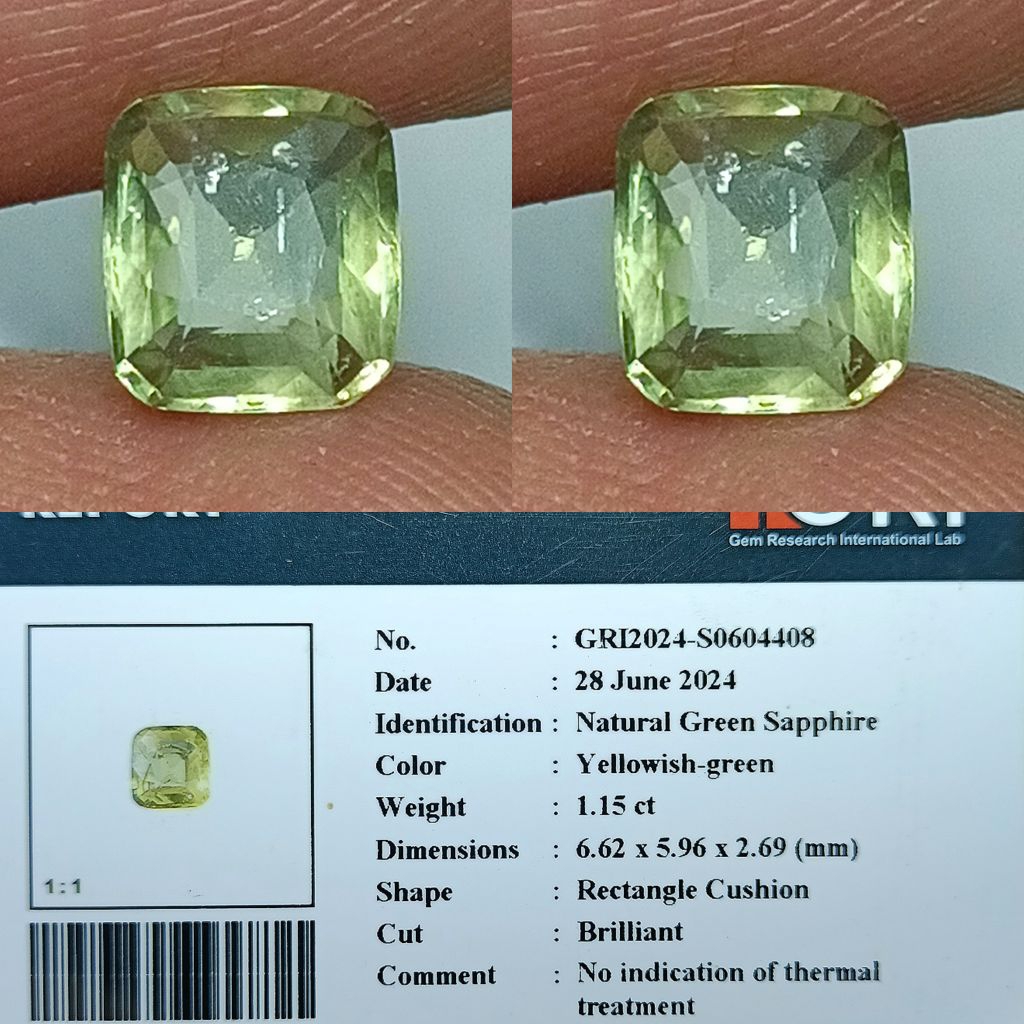 NATURAL BATU GREEN SAPPHIRE NO HEATED MEMO GRI LAB