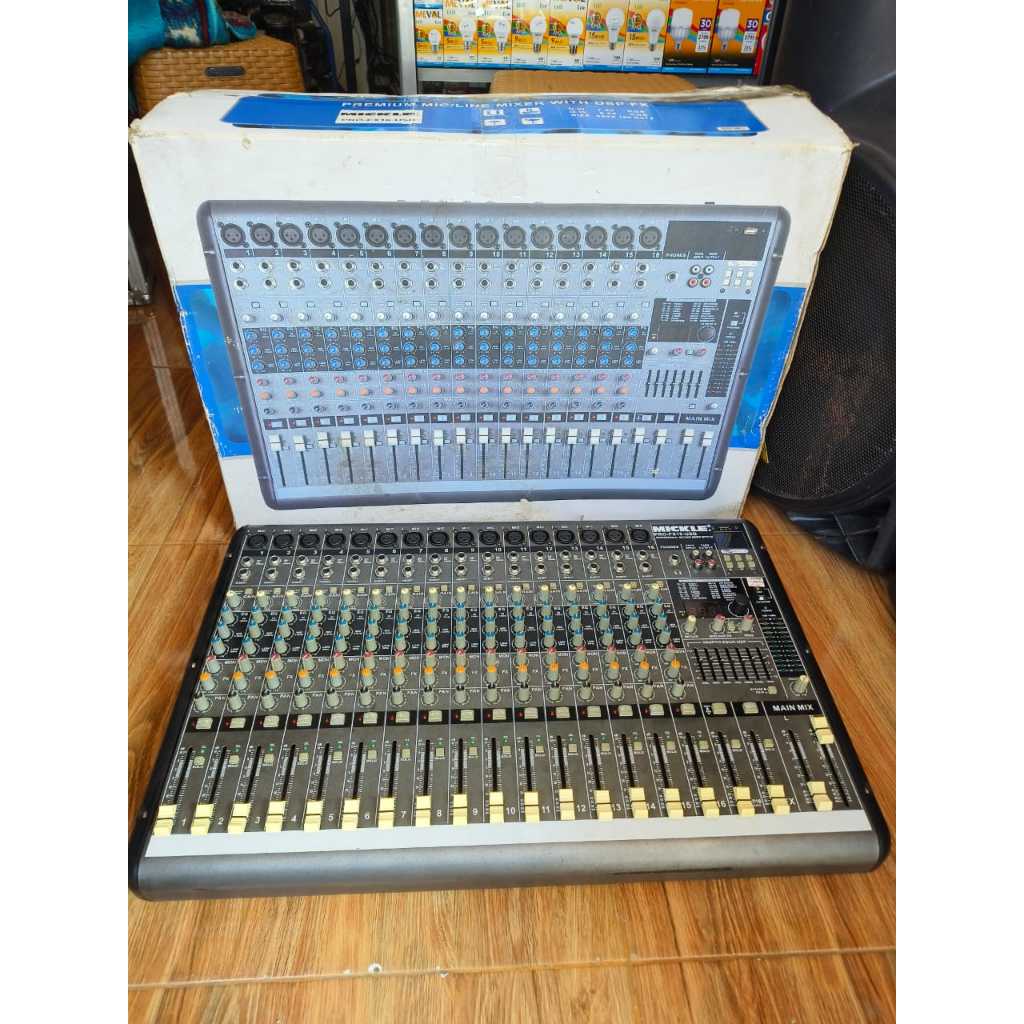 Mixer Mickle pro fx 16 USB second 16 chanel input efek sudah reverb dsp. Equalizer