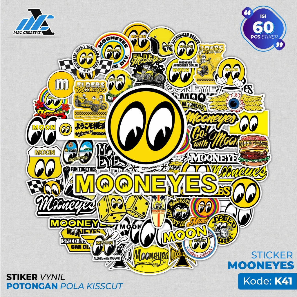 

Sticker Pack Mooneyes Waterproof - Stiker Vinyl Anti Air untuk Laptop, Motor, dan Helm 60 pcs - K41