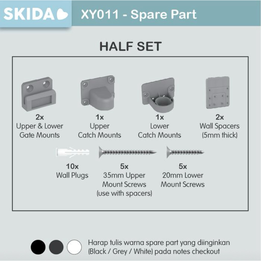 Spare Parts / Installation Kit for XY011 Skida Retractable Safety Gate