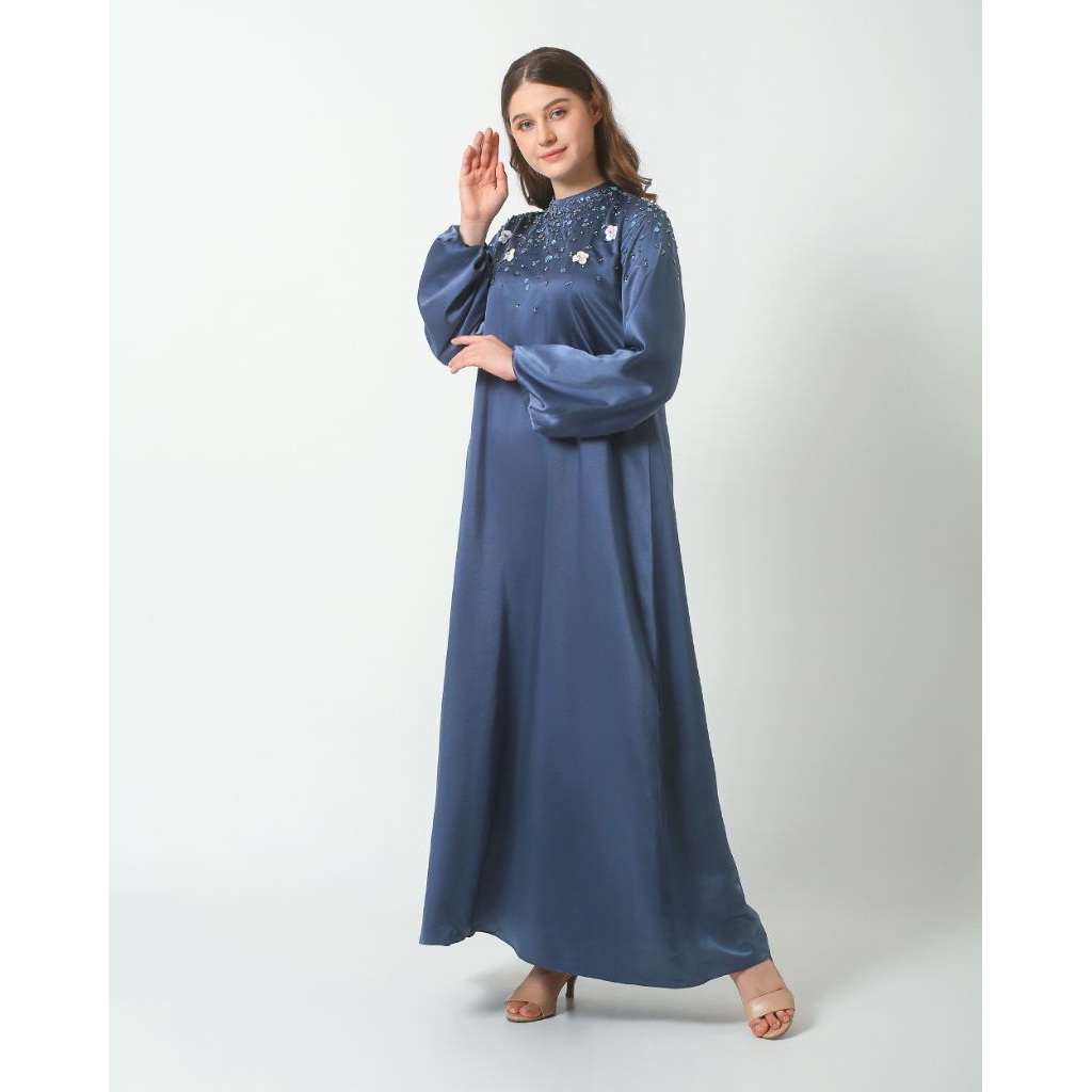 Long Dress Satin Payet Elegan