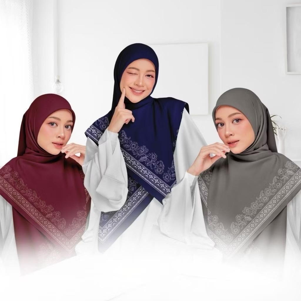 Hijab Segiempat Voal Motif syar'i Hijab Jumbo Uk 130x130 exlusive Series Nubia