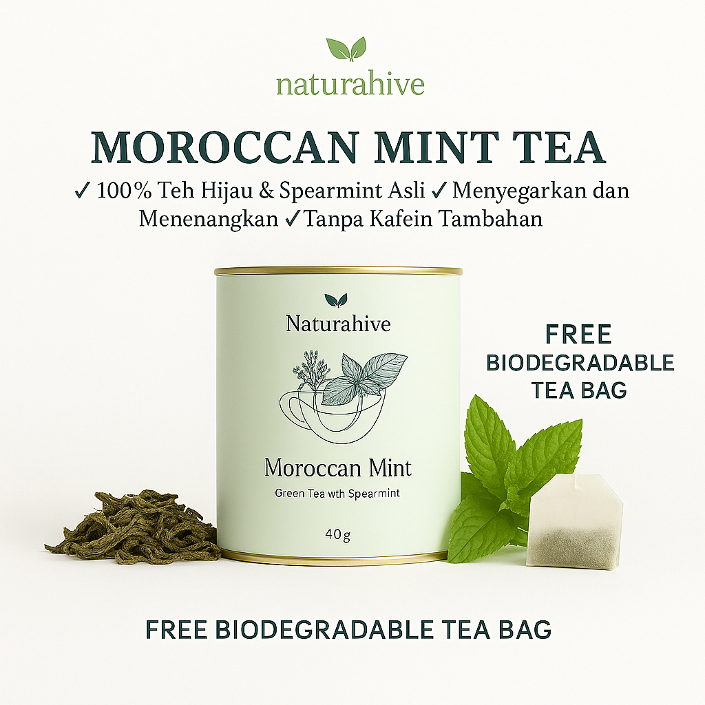 

Naturahive Moroccan Mint Tea - Teh Hijau dan Spearmint alami - Teh Mint Maroko