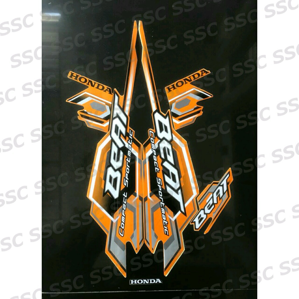 STRIPING STIKER BEAT KARBU 2008 ORANGE OREN