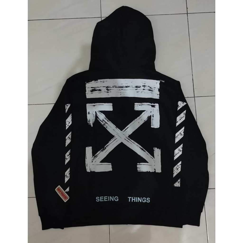 Hoodie Zipper OFF-WHITE Hitam
