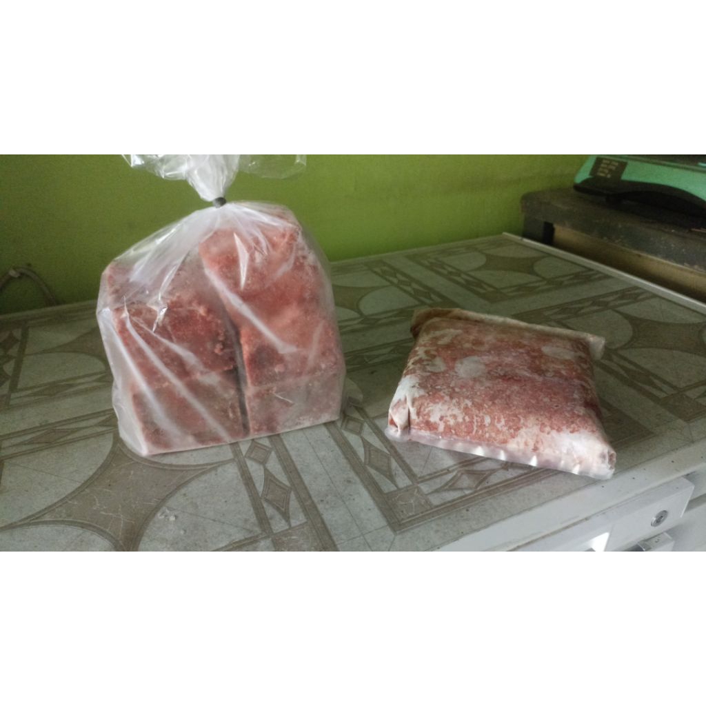 raw food serbuk daging giling sapi beku murah 1 kg sisa pabrik grade food bisa untuk anjing kucing