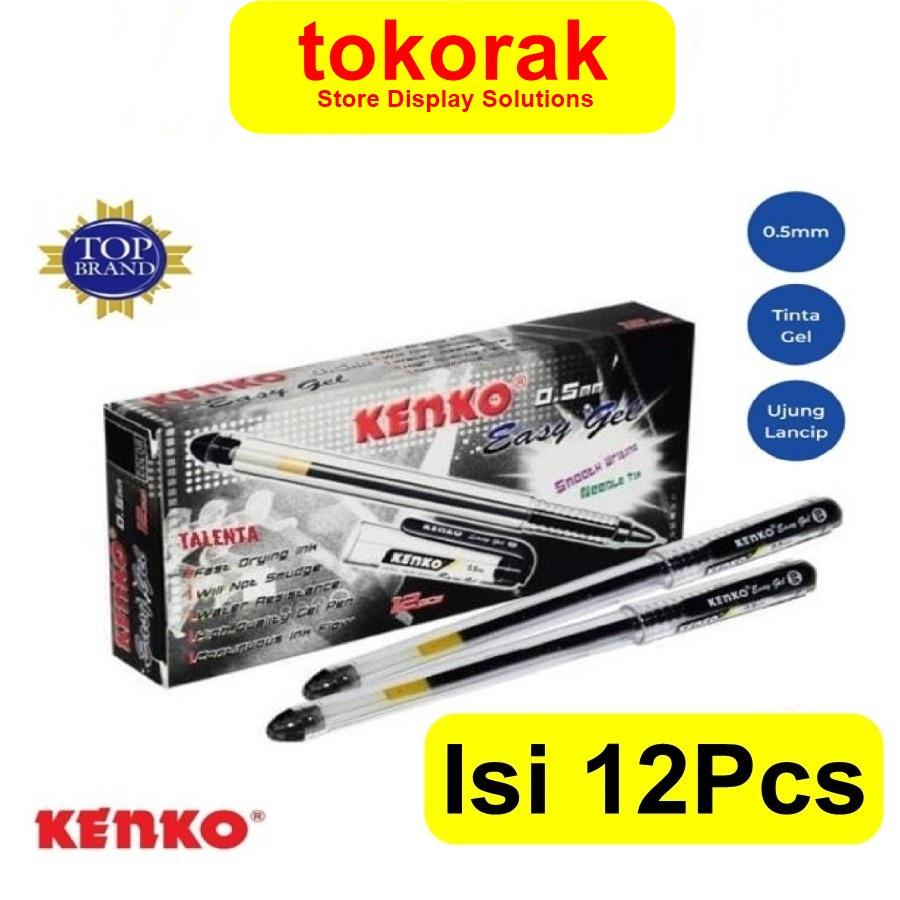 

PULPEN GEL PEN 0.5 MM KENKO - EASY GEL - GEL TINTA PEN ISI 12 PCS