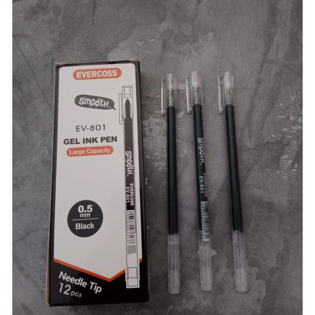 

[12 PCS] Pulpen Evercoss Smooth EV-801 / Pulpen Gel EV-801 Hitam