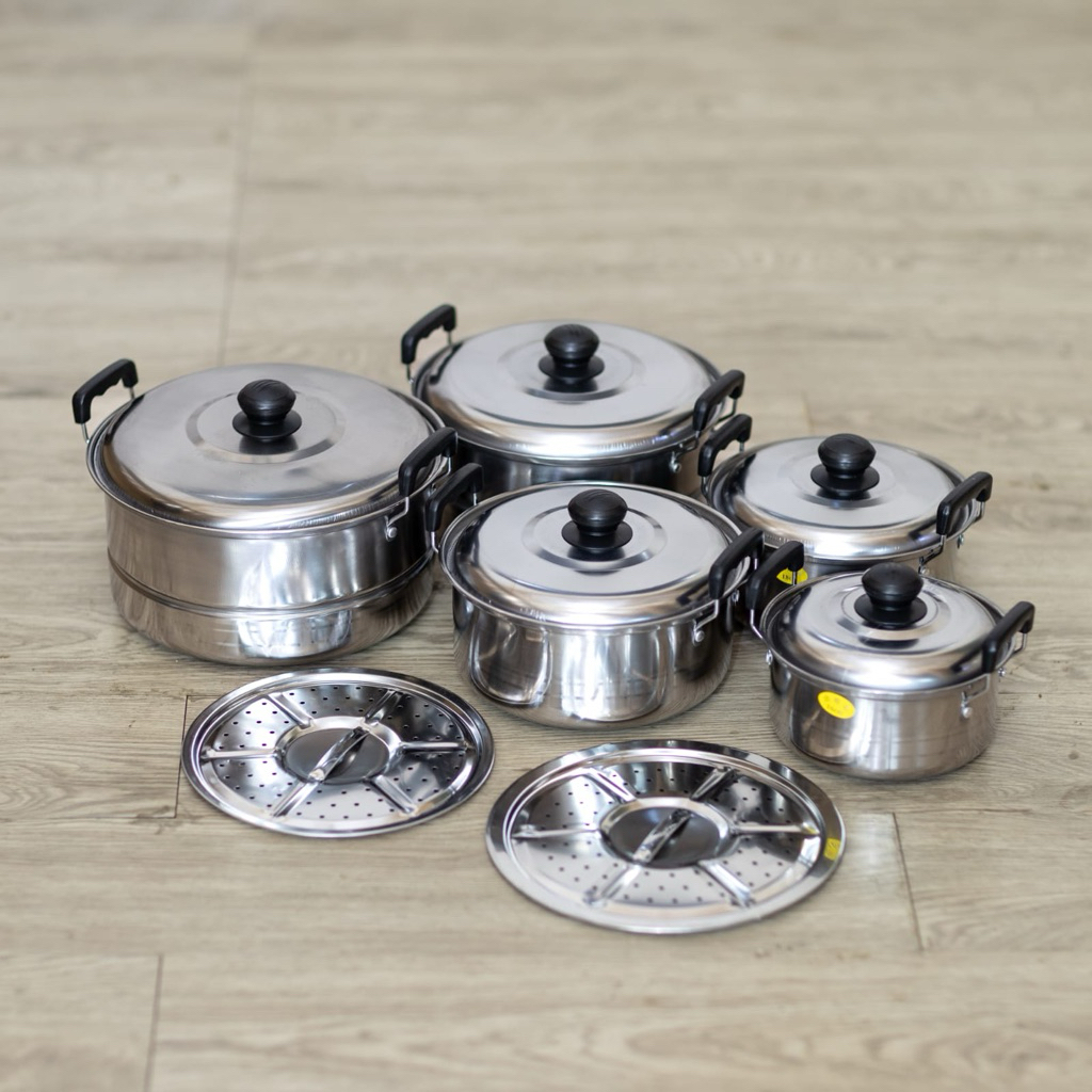 SUBRON Cookware Set - Set Alat Masak Stainless Steel 6 Pcs (Ukuran 16 / 18 / 20 / 22 / 24 cm)