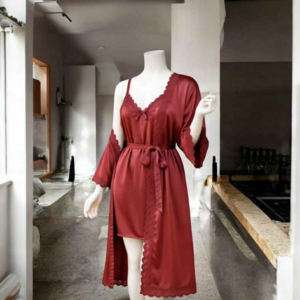 baju tidur sexy kimono lingerie satin