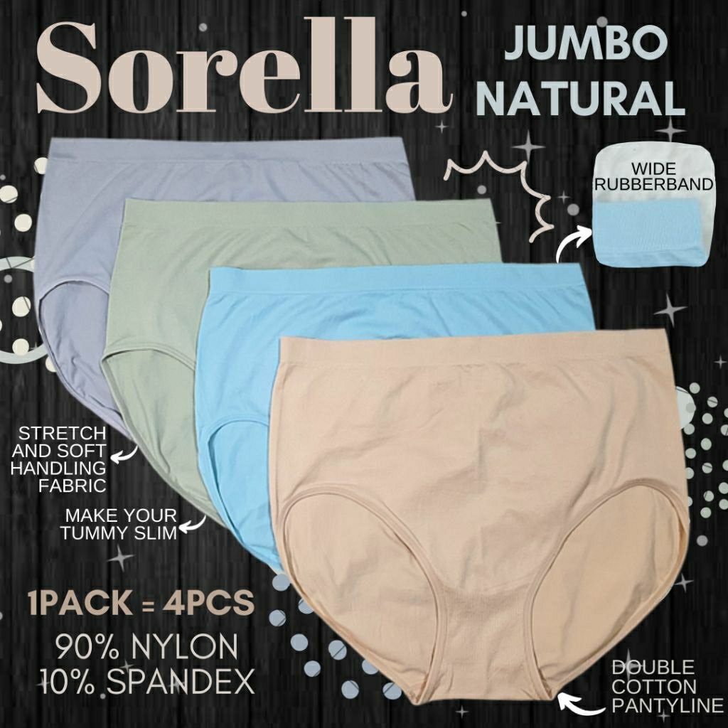 sorella jumbo natural big tummy panty pack/celana dalam wanita branded murah bigsize