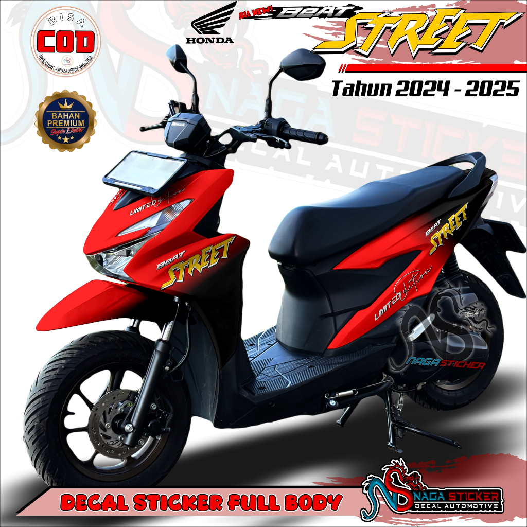 Bisa COD Decal Sticker Full Body Honda BEAT STREET 2024 Motif HITAM KD10502 Desain Bisa Custom Dekal