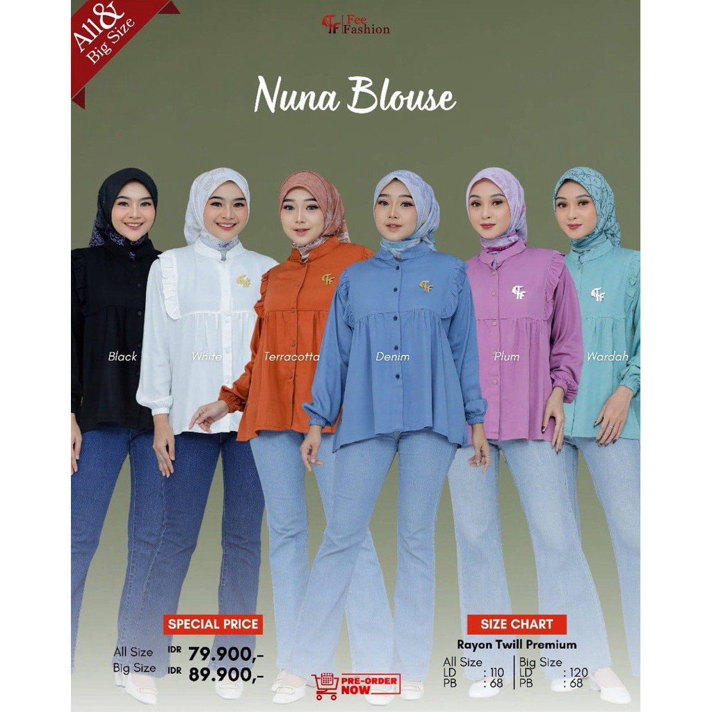Promo Fee Fashion - Blouse / Kemeja Wanita / Nuna Blouse Fee Fashion