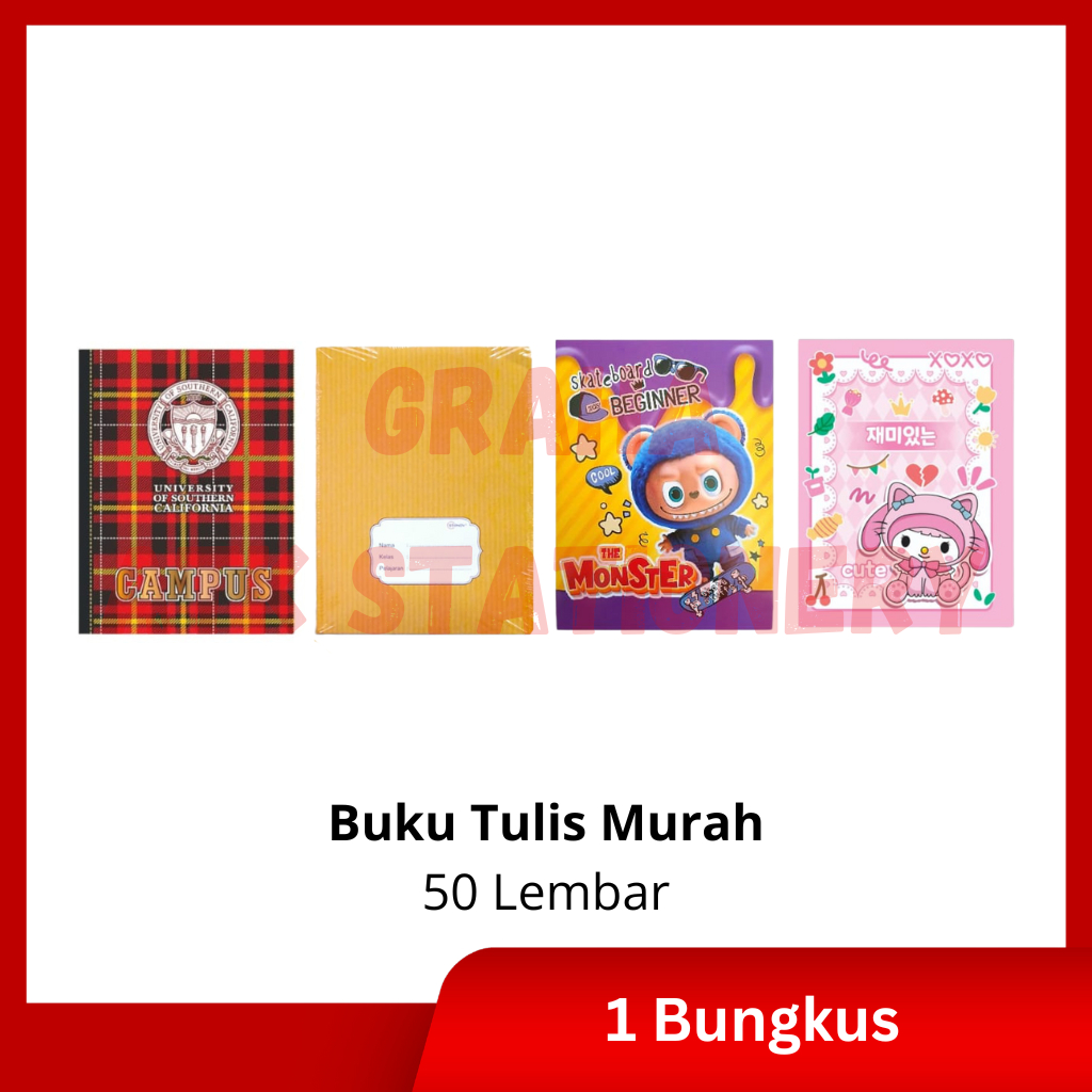 

[1 Bungkus] Buku Tulis Murah 50 Lembar / Buku Tulis Murid Anak Sekolah Murah 50 Lembar