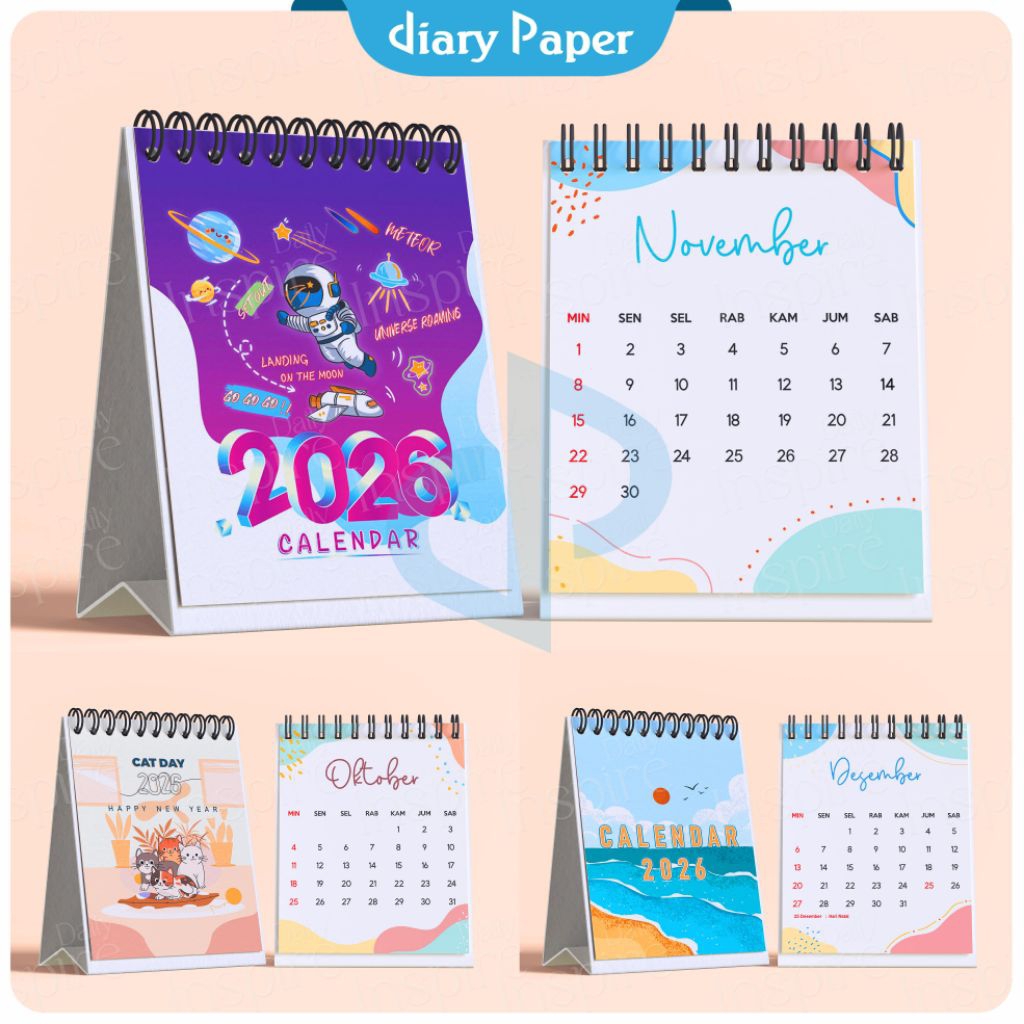 

TERBARU kalender portable mini 2026 double ring kalender kantor Aesthetic
