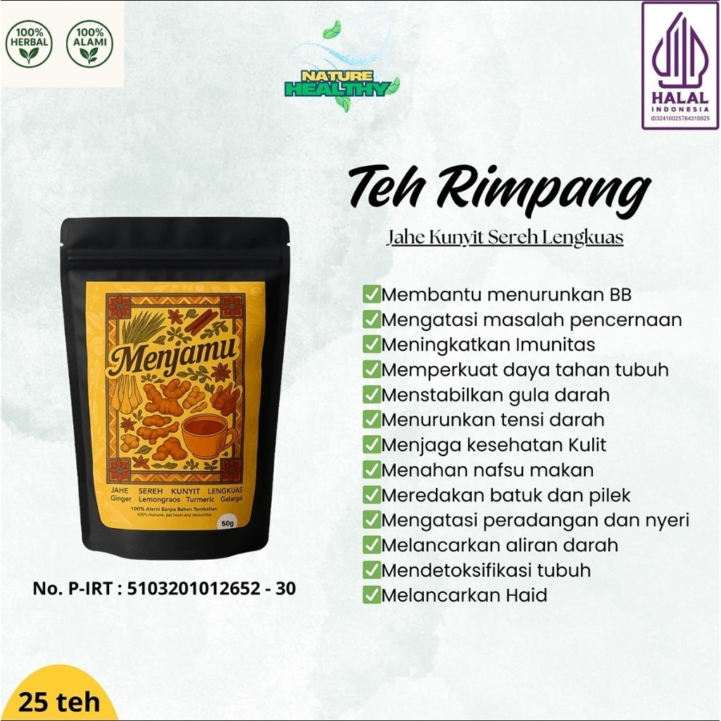 

Teh Rimpang Menjamu by Nature healthy | Teh jsr | Teh herbal jahe kunyit lengkuas sereh