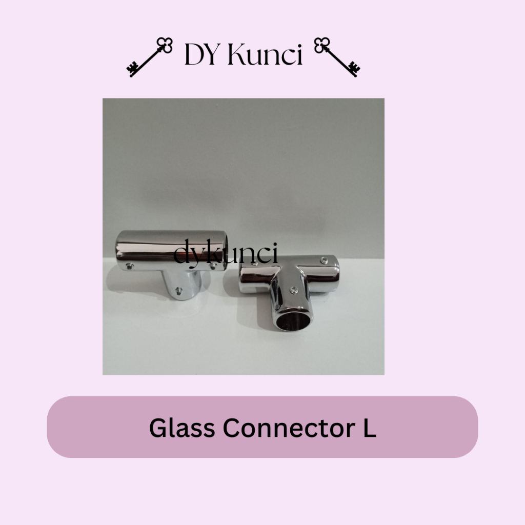 Glass Connector L Pipa ke Pipa Siku 90°Stainless