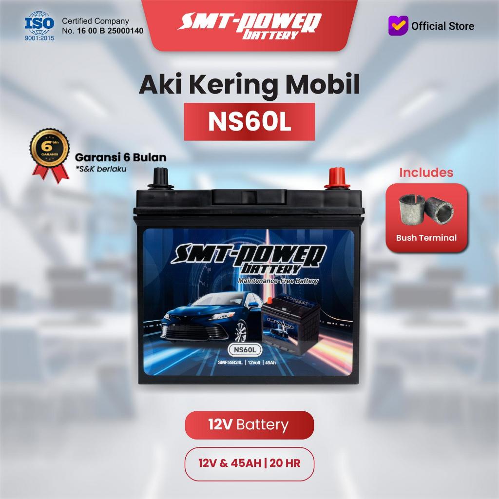 SMT Power Battery Aki Mobil 12 Volt 45 Ah NS60L Baterai Kering Mobil Maintenance Free Battery