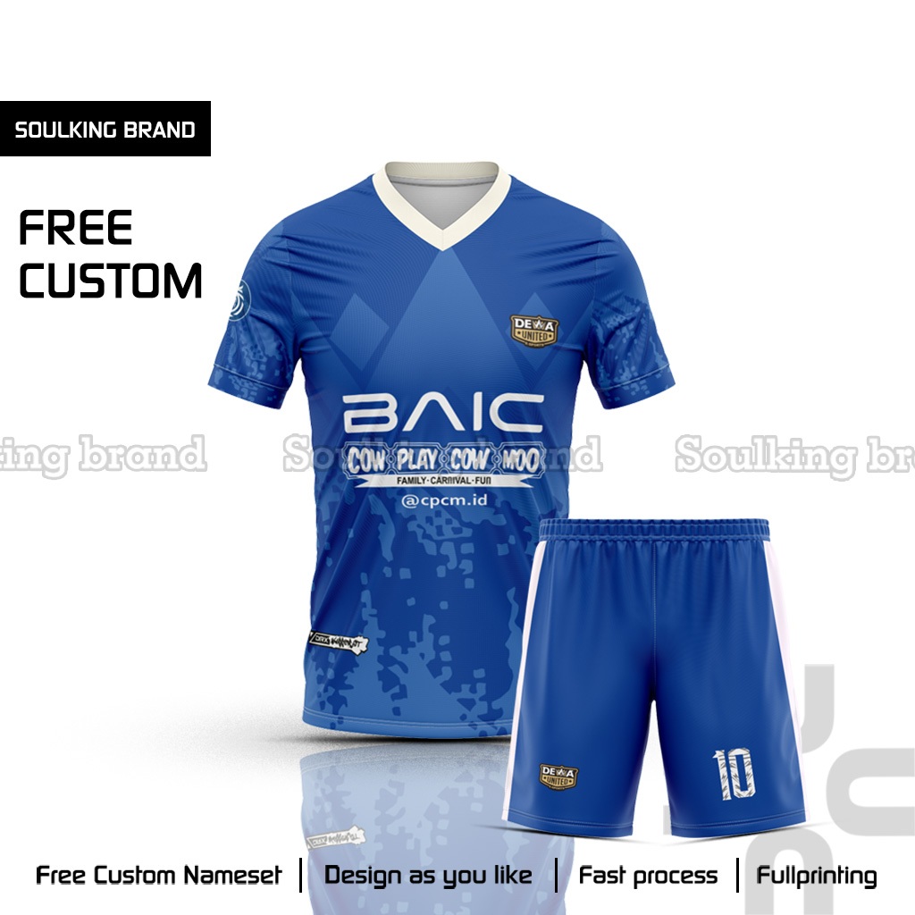 Baju Bola Dewa United 2025 Kiper Liga 1 Indonesia Free Custom Nama Biru Kuning Sport