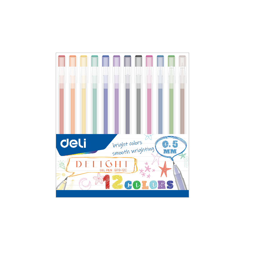 

Deli School Gel Pen / Pulpen Gel 0.5 mm 12 Warna Penulisan Halus EG119-12C