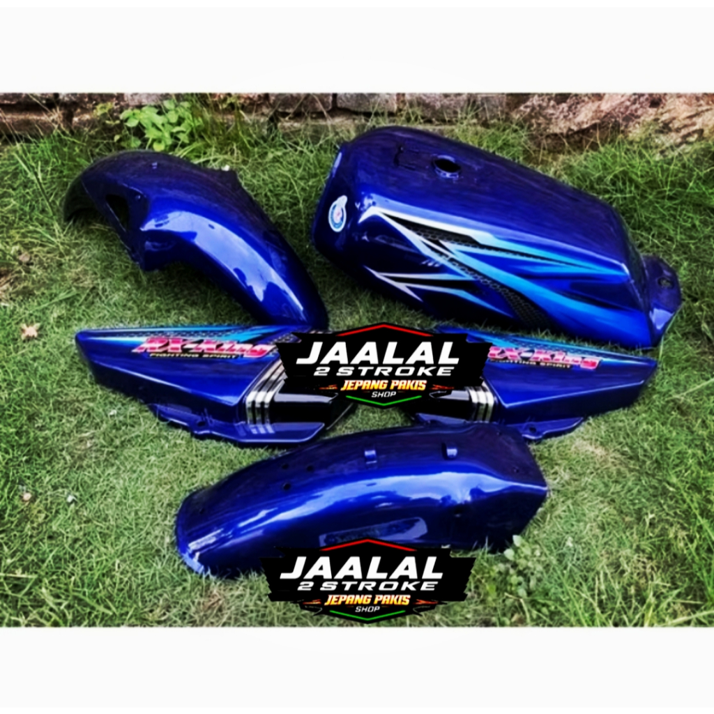 PROMO COD PAKET COVER BODY BODI YAMAHA RX KING NEW RX K 2005 WARNA BIRU HITAM FULL SET TENGKI TANGKI