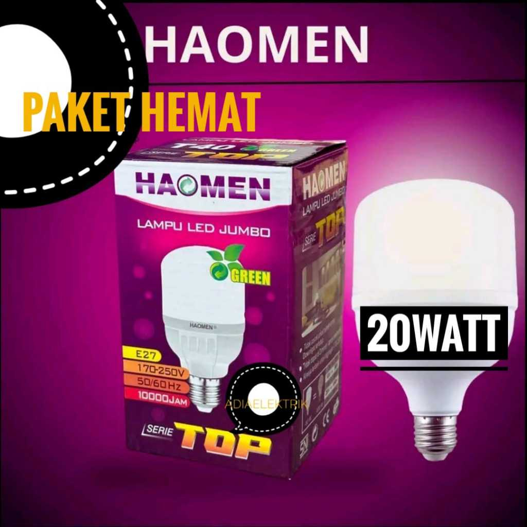 Lampu LED 20W Tabung Jumbo Haomen Daylight / Bohlam Lampu Led Murah