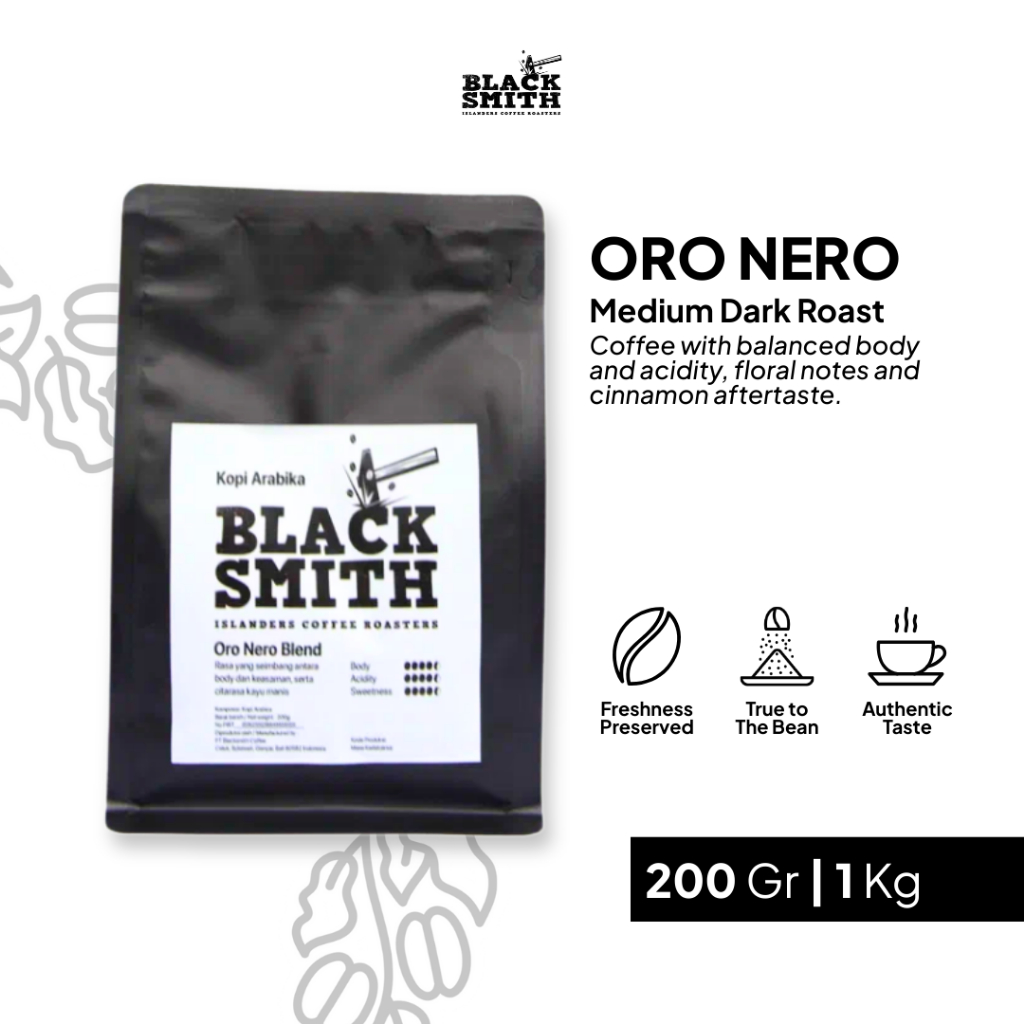 

Kopi Bubuk Arabica House Blend Oro Nero Blacsmith Coffe Medium Dark Roast Rasa Floral