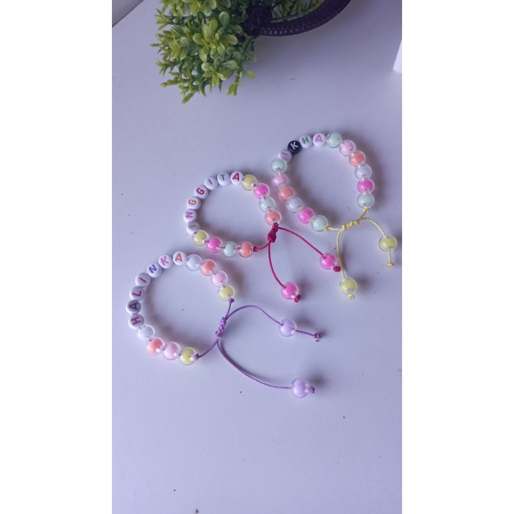 Gelang Manik Serut Customer Anak/Gelang Nama Anak/Gelang Serut/Gelang Custom