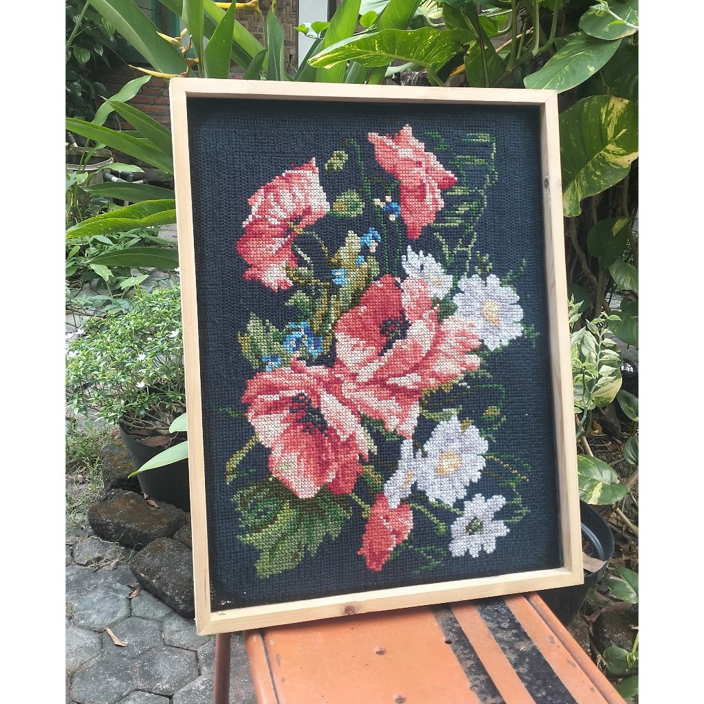 Lukisan kristik bunga jadul