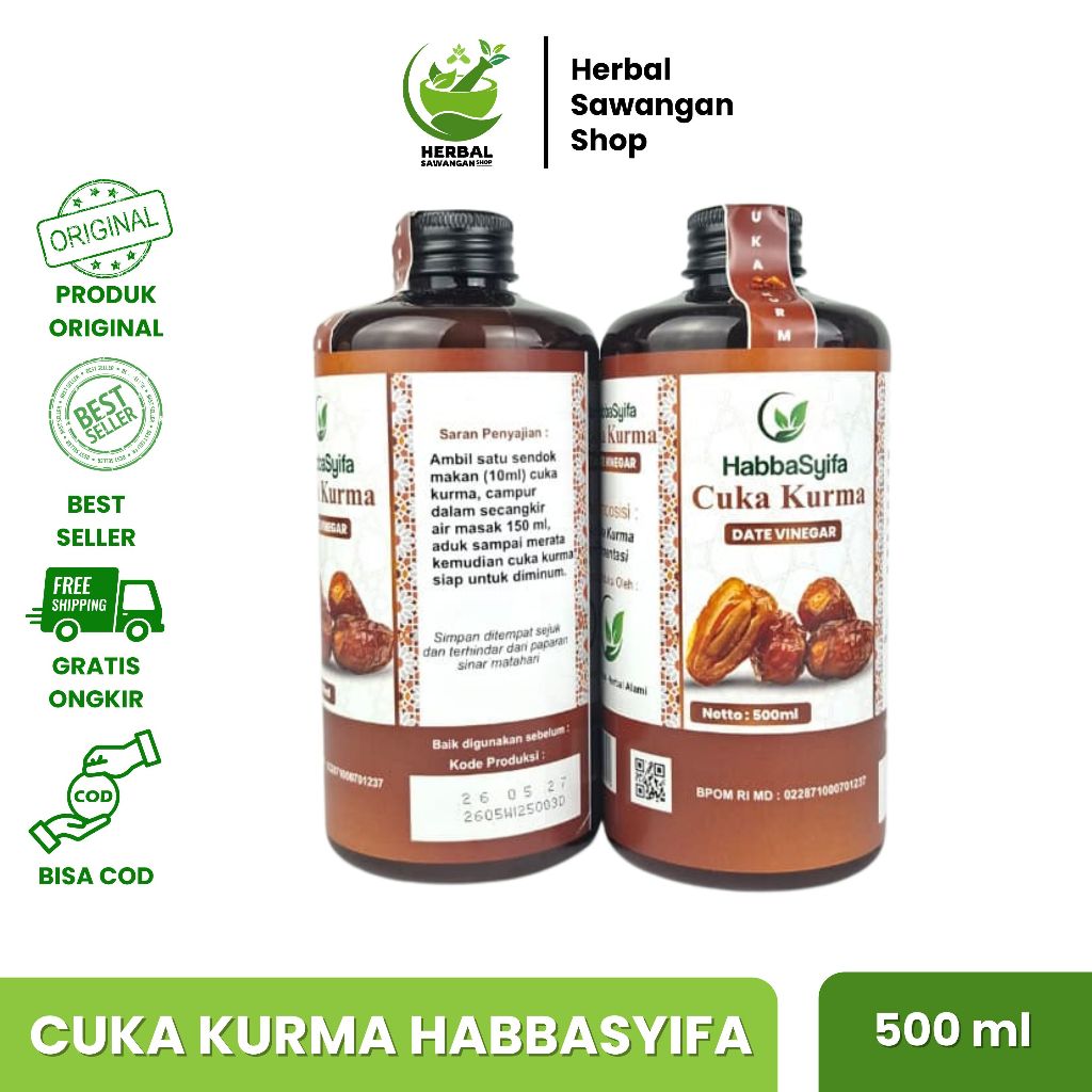 

Cuka Kurma Habbasyifa Original – 100% Murni / 500ml – Herbal Sehat Alami