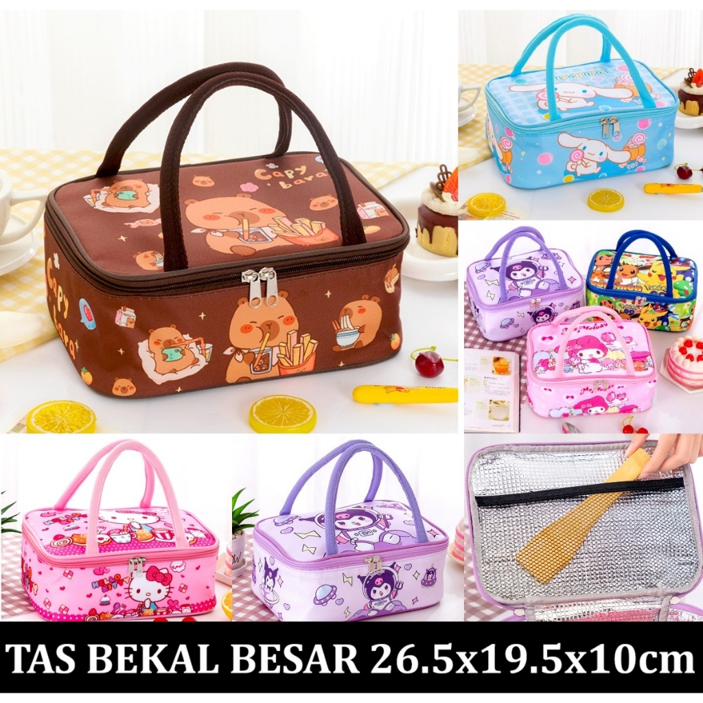 Tas bekal thermal tahan panas capybara sanrio kuromi my melody cinnamoroll hello kitty besar anak la