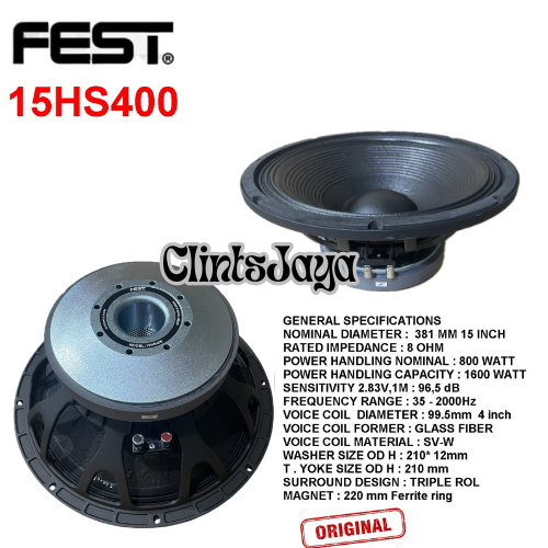 Komponent Speaker FEST Model 15HS400 Sub 15 Inch