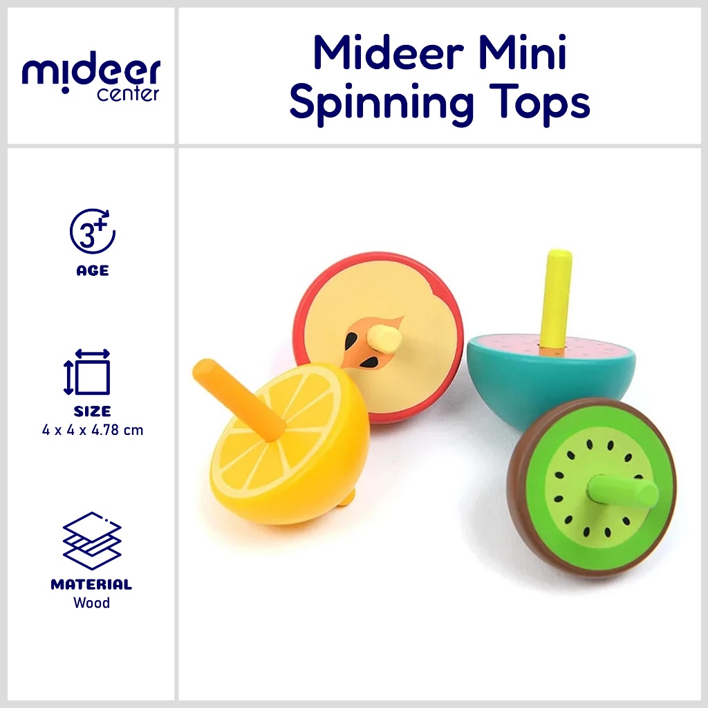 Mideer Mini Spinning Tops Mainan Edukasi Anak UMUR 3+ / Mainan Gasing Anak Model Buah dari Kayu bisa