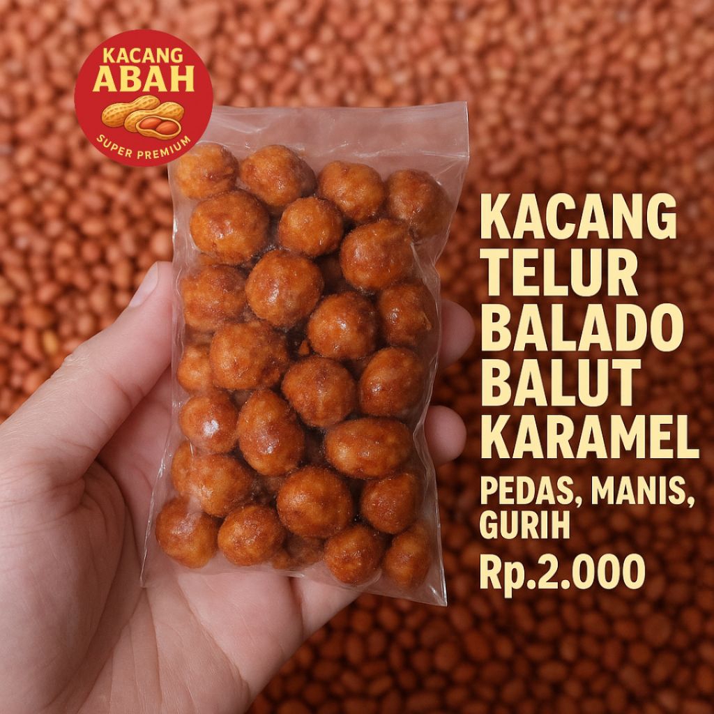 

Kacang Telur Balado Balut karamel 35gr Pedas Manis Gurih