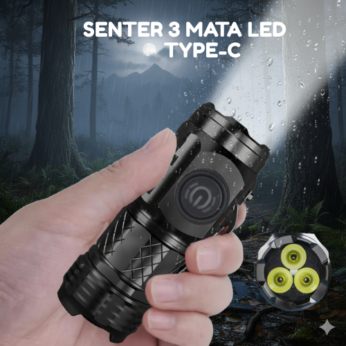 Senter LED Super Terang Senter LED Super Terang Jarak Jauh Center Mini Rechargeable | 3 Jenis Sumber