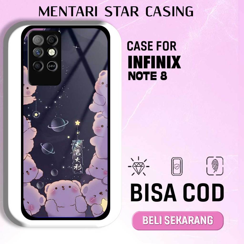 CASE INFINIX NOTE 8 - SOFTCASE PREMIUM MATE HARD CASE - CASE GLOSY HOLOGRAM MOTIF CUTE